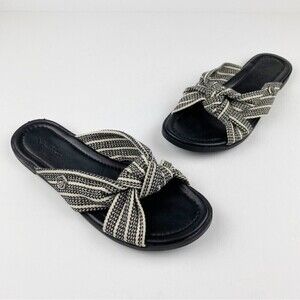 Nautica Black White Knot Slip On Sandals Size 9